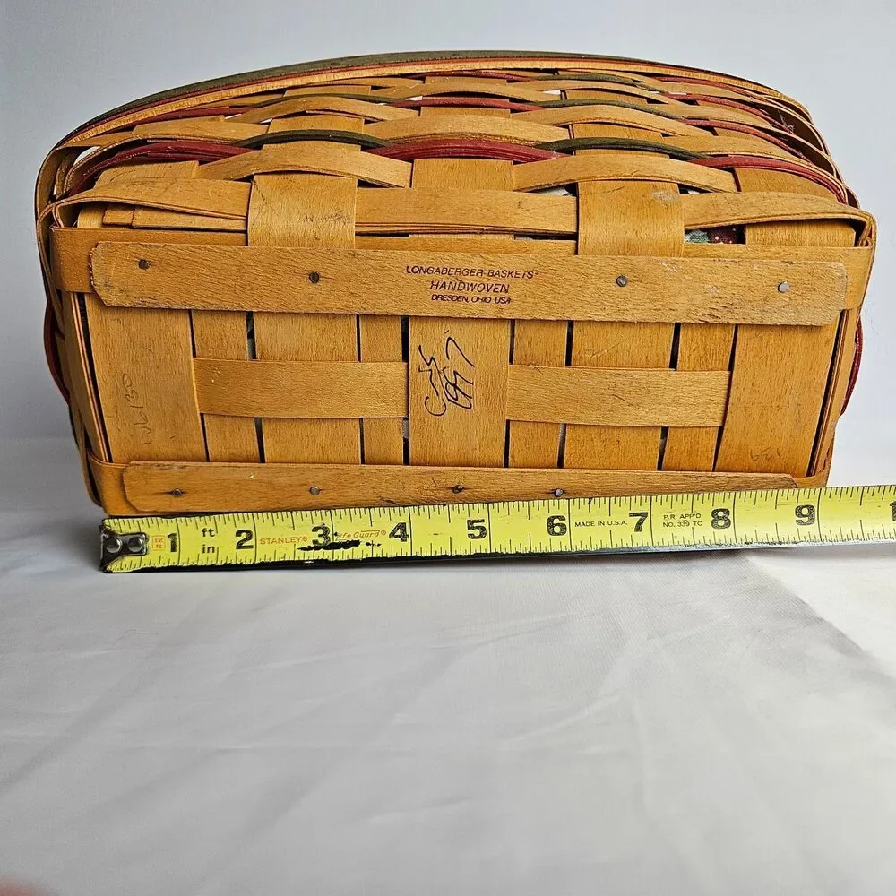 Longaberger Handwoven Basket Holiday Holly Liner Plastic Protector Signed USA